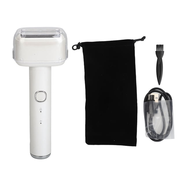 Recortadora Eléctrica Portátil Recargable Inteligente Impermeable Kit de Cuidado de Barba con Cepillo de Limpieza para Hombres Blanco