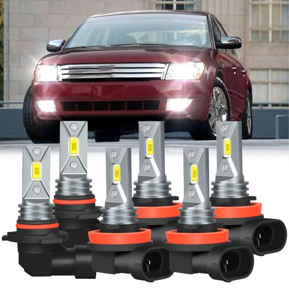 For 2008-2009 Ford Taurus LED Headlight Bulbs 9005 H11 High/Low Beam H11 H8 Fog Light White 6pcs