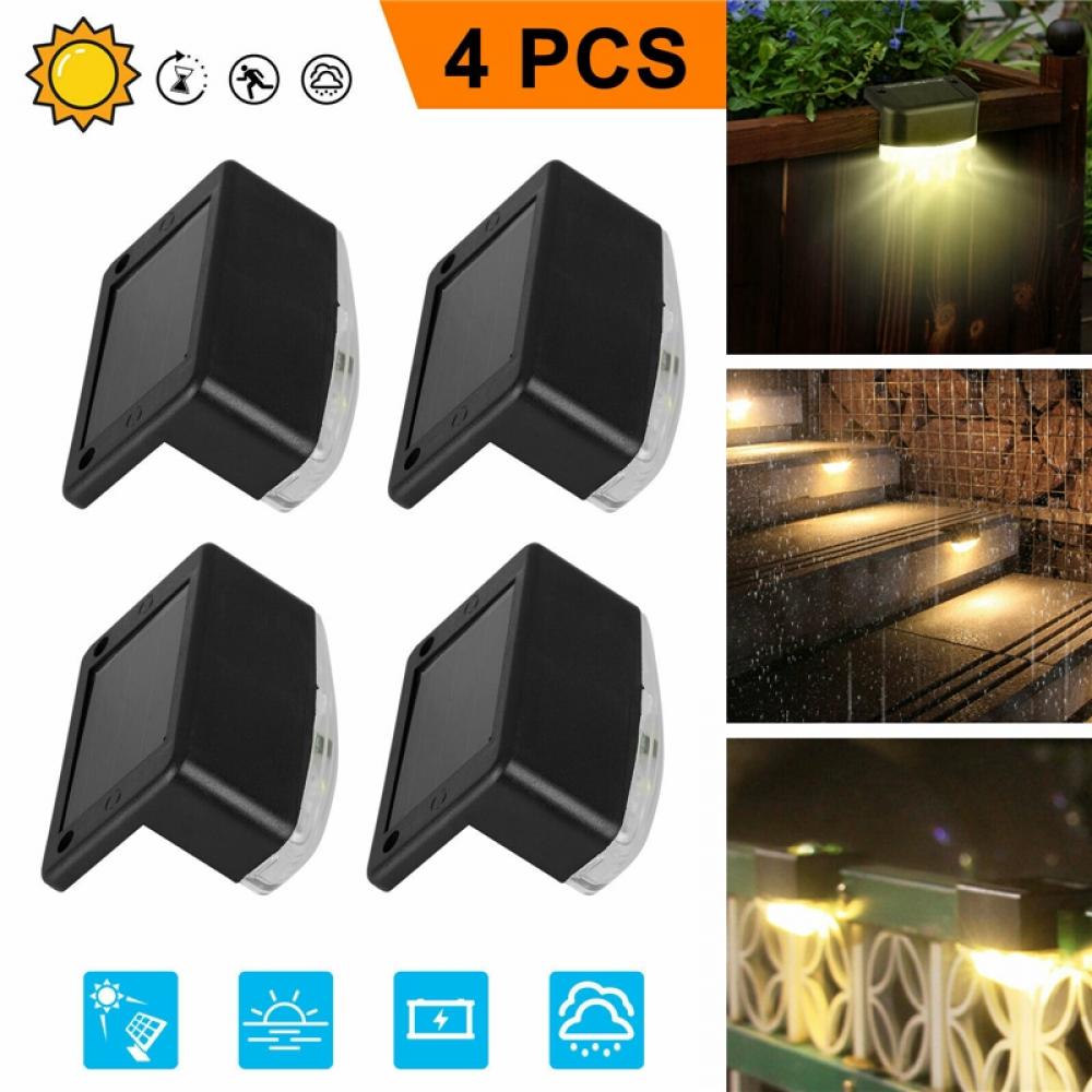 4 Pcs Led Solar Deck Lights , Solar Step Lights Auto On/Off Solar Powered Outdoor ，Waterproof Led Solar Fence Lamp for Patio Pool ，Steps,Fence,Deck,Railing and Stairs (Warm White) - image 4 of 8