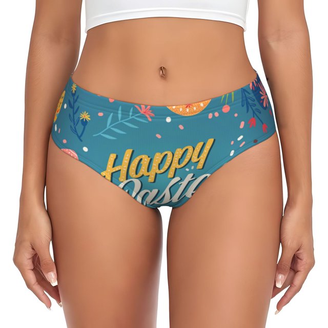 Balery Happy Easter Ropa Interior de Algodón para Mujer con Dibujo – Braguitas Cómodas y Elásticas, Estilo Clásico-X-Large