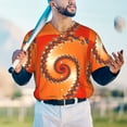 thumbnail image 4 of Fotbe Orange Rotating Baseball Jersey Shirt for Men and Women, Casual Short Sleeves Button Down T-Shirt-4X-Large, 4 of 9