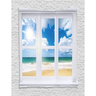 Seaside Decor Wall Hanging Tapestry, Sunset Scenery In Sandy Seaside Decor Wall Hanging Tapestry, Sunset Scenery In Sandy