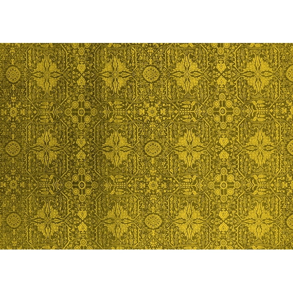 Ahgly Company Indoor Rectangle Oriental Yellow Industrial Area Rugs, 6' x 9'