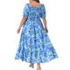 thumbnail image 4 of GRACE & GRANDEUR Vestidos Maxi Boho Florales con Cuello Cuadrado y Mangas Cortas para Mujeres Talla Grande 3X Azul, 4 of 8