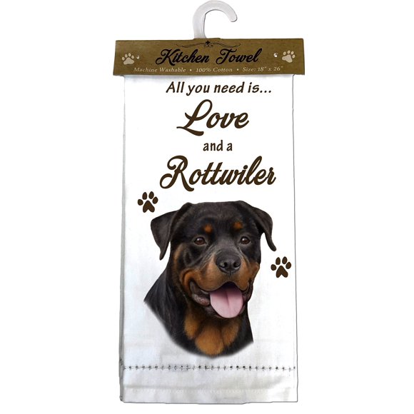 E&S Pets Rottweiler Kitchen Towels, Off-white Small