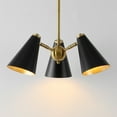 thumbnail image 4 of SAFAVIEH Naveeda 3-Light LED Black Iron Pendant Light with Black Shade, 4 of 9