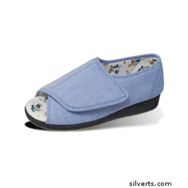 Silverts 101800204 Womens Open Toed Indoor Outdoor Sandal Shoes With Fasteners - Wide Width - 9, Denim Silverts 101800204 Womens Open Toed Indoor Outdoor Sandal Shoes With Fasteners - Wide Width - 9, Denim