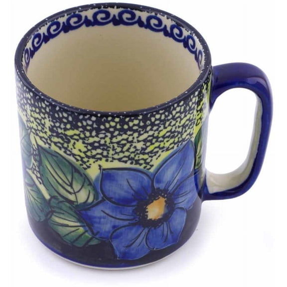 Polish Pottery 12 oz Mug (Midnight Glow Theme) Signature UNIKAT Hand Painted in Boleslawiec, Poland   Certificate of Authenticity