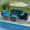 thumbnail image 3 of Ktaxon 7-Piece Modular Patio Sectional Set, All-Weather Wicker, Black Frame Peacock Green Cushions, 3 of 12