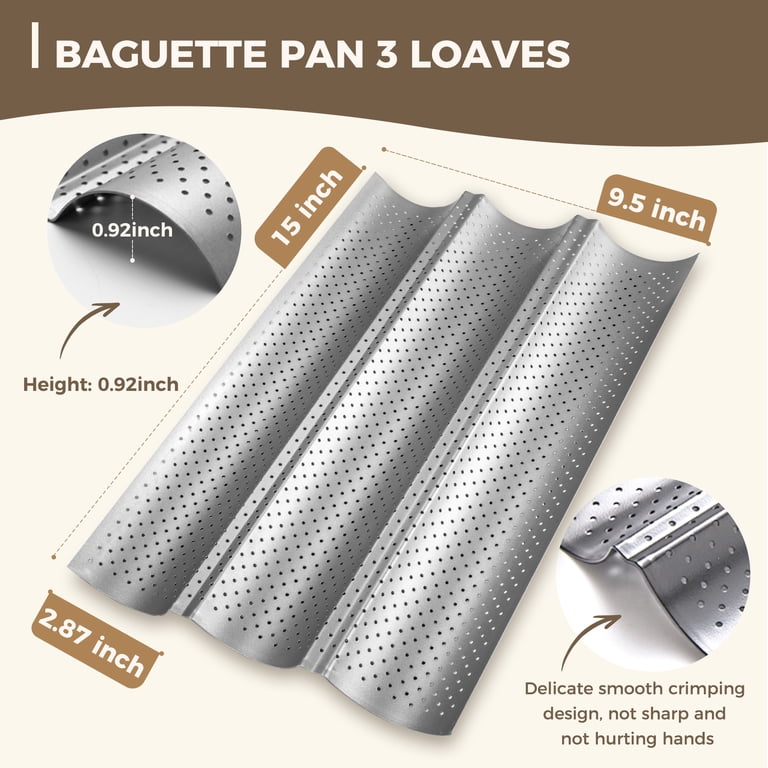 Kitessensu Perforated Baguette Pan, 3 Loaves 15" x 9" photo 3