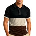 thumbnail image 2 of Trendy Mens Polo Shirt Short Sleeve Half Zipper Color Block Polo Contrast Color Slim Fit Casual Shirts, 2 of 4