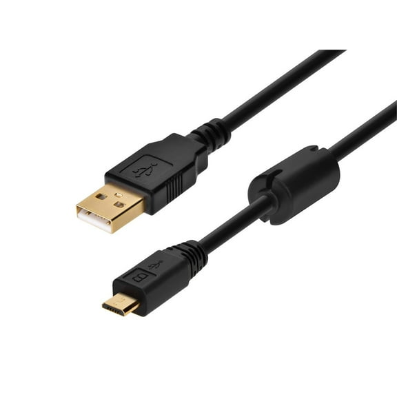 Monoprice USB 2.0 Cable - 6 Feet - Black | USB Type-A Male to Micro Type-B 5-pin Male 28/24AWG Cable with Ferrite Core, Gold Plated