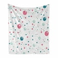 thumbnail image 1 of Abstract Soft Flannel Fleece Blanket, Bubble Like Big and Little Polka Dots in Pastel Colors Modern Rounded Design, Cozy Plush for Indoor and Outdoor Use, 50" x 60", Blue Pink Grey, by Ambesonne, 1 of 6