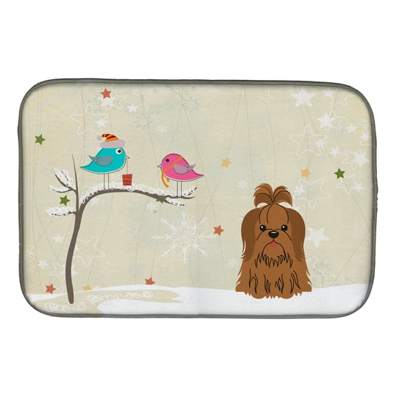 Christmas Presents between Friends Shih Tzu Chocolate Dish Drying Mat