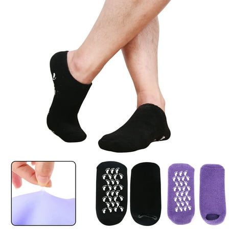2 Pair Moisturizing Gel Spa Socks Whitening Exfoliating Soften Cuticles Oil Socks Repair Dry Cracked Skin (Black &