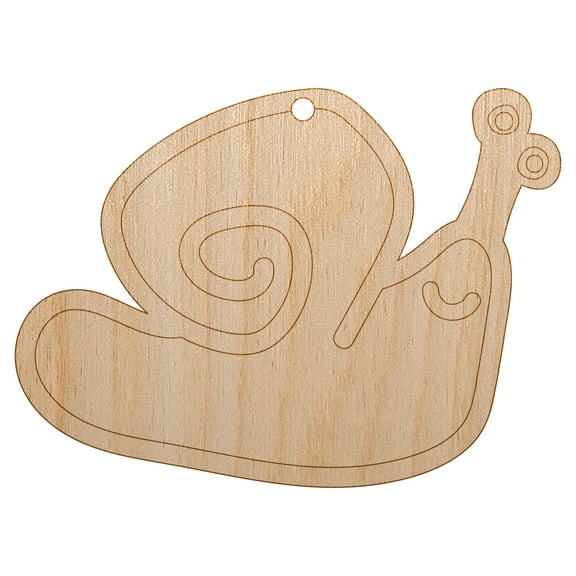 Snail Doodle Wood Holiday Christmas Tree Ornament Unfinished DIY Pre-Drilled Craft