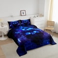 thumbnail image 3 of Gothi Sugar Skull Down Comforter Smog Skeleton Comforter Set Full,Extoic Butterfly Painting Bedding Set Kids Goth Bone Quilt Set,Blue, 3 of 7
