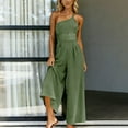 thumbnail image 5 of HongQid Jumpsuits For Women Dressy Sleeveless One Shoulder Wide Leg Rompers With Pockets Summer Outfits, 5 of 9