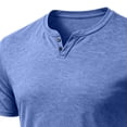 thumbnail image 6 of Nestiefly Mens Cotton Notch Neck T-Shirts Short Sleeve Button Casual Basic Tees Work Shirts 2026 Light Blue M, 6 of 7