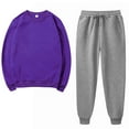 thumbnail image 2 of Winter Save Big! Kiplyki Women's Gym Sport Suit Solid Round Neck Pullover Casual Sports Pants Sports Set, 2 of 5