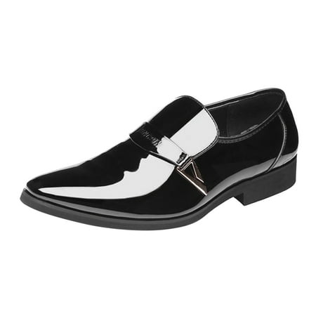 

IUJSOY Single Monk Strap Loafer for Men Slip on Dress Shoes Patent Leather Driving Shoes Black 9