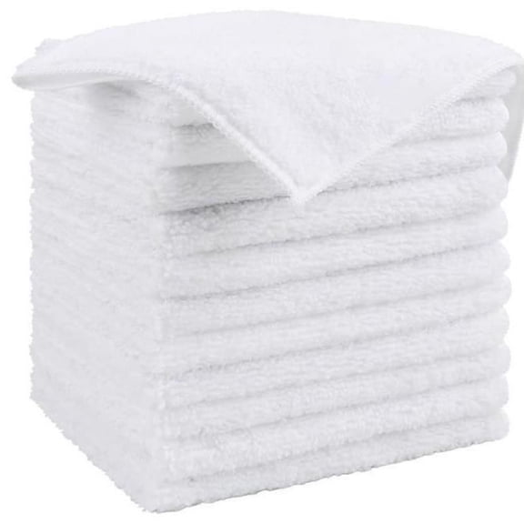 AUQ White 100% Cotton Wash Cloths for Showering Body and Face - 12"X12" 6 Pack Washcloths - Small Terry Towel Bath Rags for Adults and Kids Bathroom - Soft Absorbent