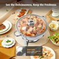 thumbnail image 2 of XYJBHB Round Chafing Dish Buffet Set with Glass Lid, 6QT Visable Buffet Server Food Warmer, Polished Stainless Steel Catering Supplies for Party Banquet Catering, Silver, 8 Pack, 2 of 7