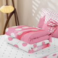 thumbnail image 5 of Homewish Cute Pink Bowknot Zipper Twin Comforter Sets with Fitted Sheet and 2 Pillowcases For Girls,Kawaii Polka Dot Geometric Zipper Bedding Set,Reversible,4-Piece, 5 of 7