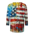 thumbnail image 2 of GERsome American Flag Tops for Women 4th of July Patriotic T-Shirt USA Flag Stars Stripes Graphic 3/4 Sleeve Crewneck Shirts Loose Fit Summer Tee S-5XL, 2 of 3