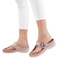 thumbnail image 2 of IUJSOY Wedge Sandals Slides for Women Retro Metal Buckle Open Toe Arch Support Summer Sandals, 2 of 8
