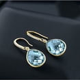 thumbnail image 4 of Gem Stone King 18.00 Ct Blue Topaz 16x12mm Pear Shape 18K Yellow Gold Plated Silver Dangle Earrings, 4 of 5