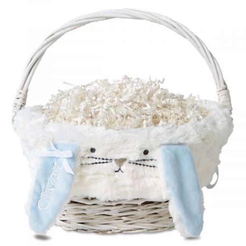Personalized Furry Bunny Easter Wicker Basketsblue