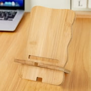 Vrorvz Adjustable Bamboo Wood Mobile Phone and Tablet Holder Detachable Stand with Anti Slip Base and Charging Port for Desk or Office