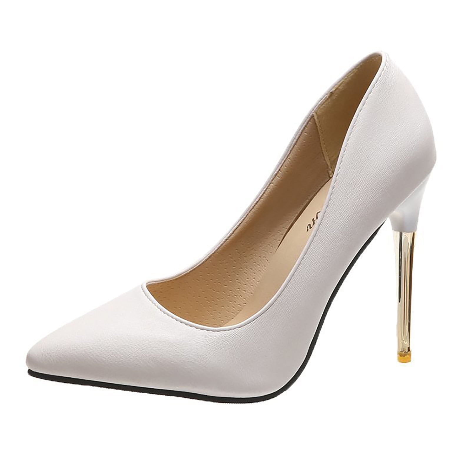 EQWLJWE Heels for Women Sexy Pointed Toe Soild Color Patent Leather Stiletto High Heels Classic