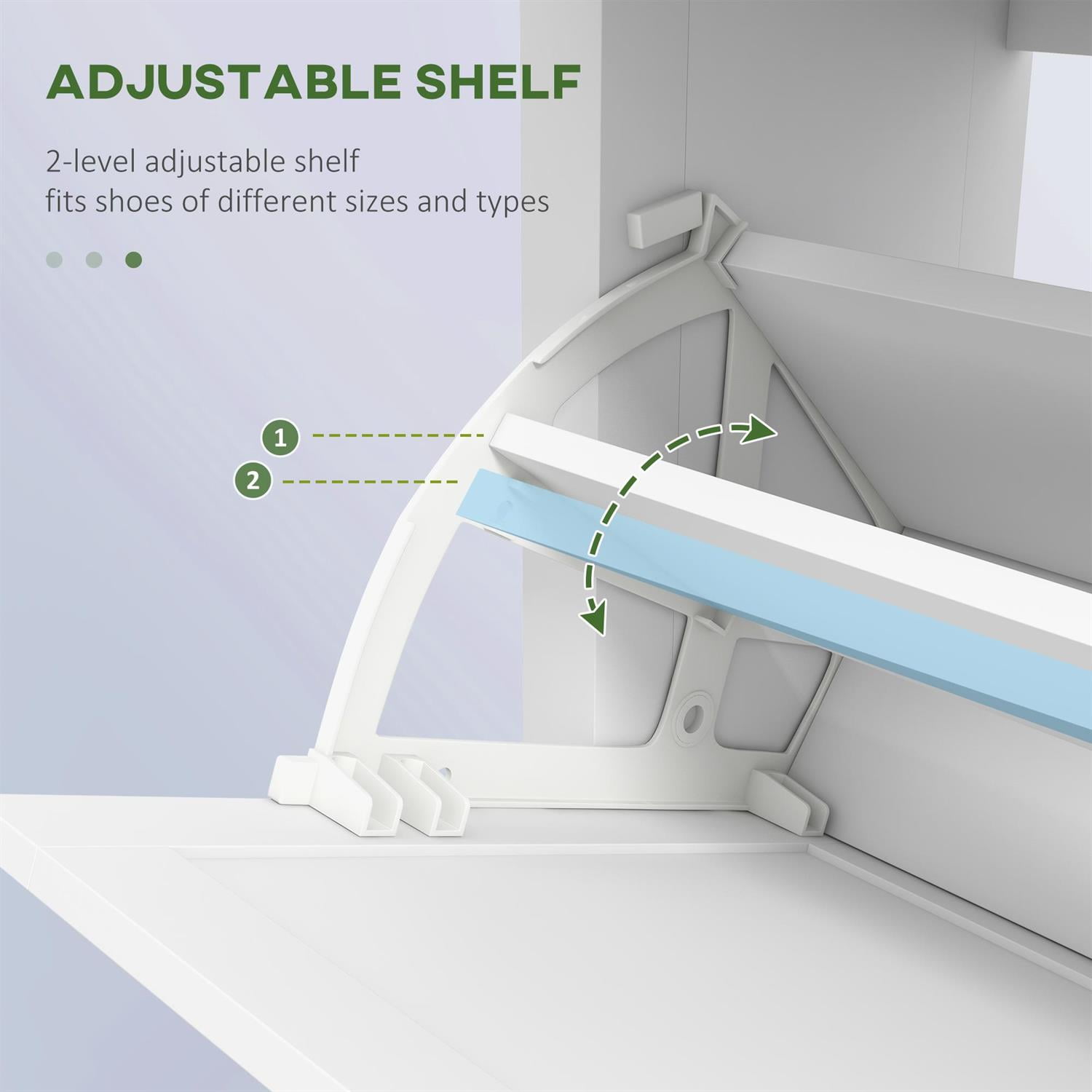 Demi Bonn 38" Shoe Storage Cabinet with Flip Drawers, 8 Pair Capacity, Compact Design for Home Organization, White