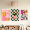 thumbnail image 3 of 3pcs/ set Bohemian fashion style wall decoration art set, space aesthetic art, vibrant floral art, colorful vintage art, dopamine decoration, suitable for cafe, home office, bar, bedroom, living roo, 3 of 4
