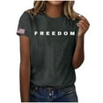 thumbnail image 4 of Women's Freedom Print Casual T-Shirt, Comfortable and Breathable Shirt for Famale, Gray Dark, XXXL, 4 of 4