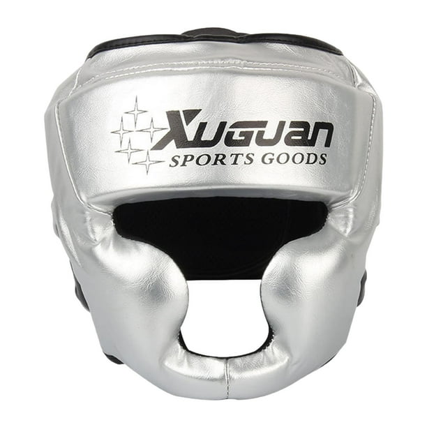 Boxing Totecear Face Cover Ajustable Ajustable El engranaje espesante en espesor de la frente y la protección de la oreja para el muay de kickboxing Plata