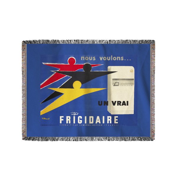 Frigidaire Vintage Poster Artist Villemot France C 1956 60x80 Woven Chenille Yarn Blanket Walmart Com Walmart Com