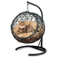 thumbnail image 2 of imerelez Rattan Cat Swing Bed with Stand & Cushion - Indoor Hanging Egg Chair for Cats and Small Dogs, 2 of 9