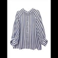 thumbnail image 3 of Blusas de Mujer, Camisas de Larga A Rayas, Blusas Casuales Holgadas con Botones Azul S, 3 of 8