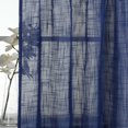 thumbnail image 3 of Sheer Tiers Faux Linen Semi-Transparent Rod Pocket Short Windows Treatment Curtains Set for Small Windows, (27"W x 36"L, Navy Blue), 3 of 4