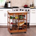 thumbnail image 2 of HOMCOM Rolling Kitchen Cart, Bar Cart, Kitchen Island Cart with Storage Drawers, Tile Counter Top, Shelves, Wire Baskets & Wine Rack, Natural, 2 of 10