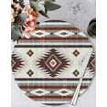 thumbnail image 2 of Round Placemats Set of 4 Red Gray Boho Aztec Place Mats Washable Woven Placemat Southwest Tribal Geometric Circle Braided Table Mat for Kitchen Dining Table Party Home Decor 15 Inch, 2 of 8
