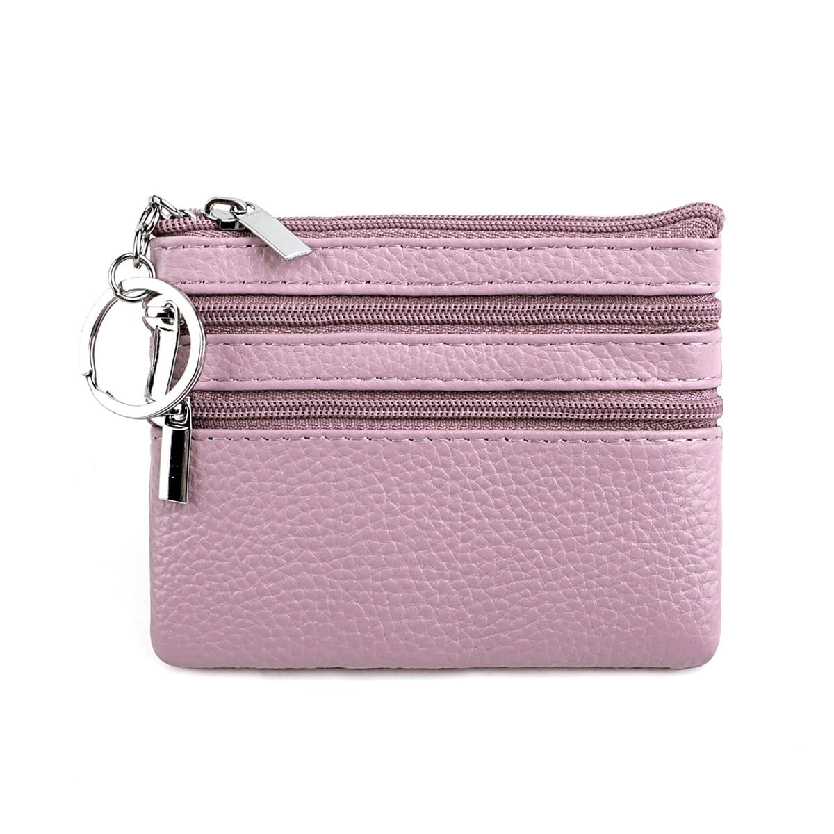 Women s Genuine Leather Coin Purse Mini Pouch Change Wallet with Keychain.