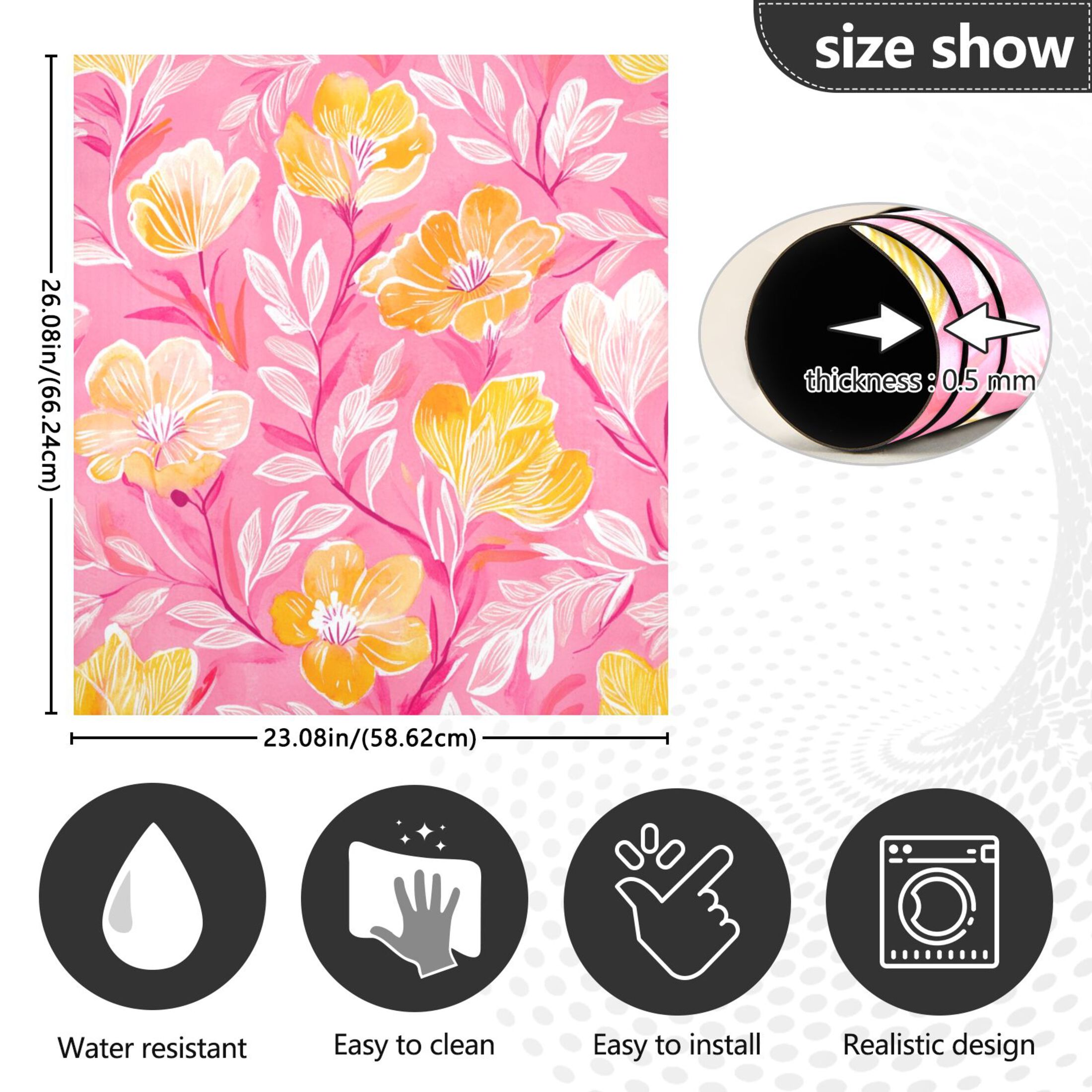 Dishwasher Magnetic Sticker 23x26 Inch Refrigerator Magnetic Sticker Washing Machine Magnetic Sticker Kitchen Panel Magnetic Sticker Home Decor Pink Yellow Flower