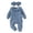 Blue, variant on Faraee Newborn Baby Girl Floral Romper Set Waffle Knit Long Sleeve Ruffle Jumpsuit with Bow Headband 0 3 6 9 Months Infant Fall Winter Outfit