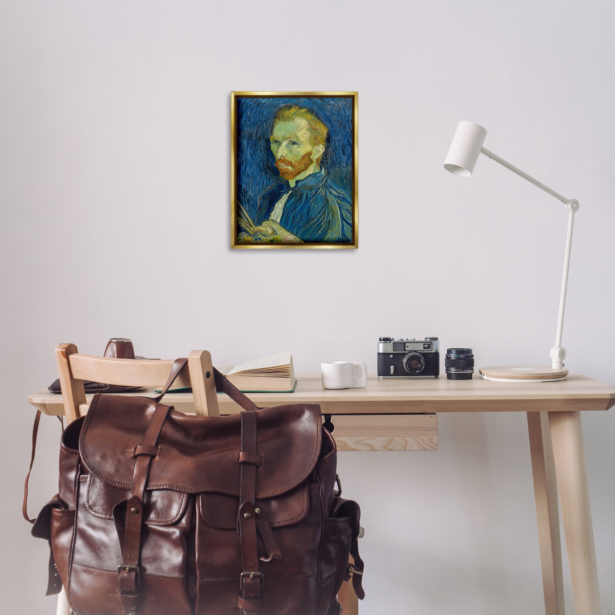 Stupell Industries Van Gogh Blue Self Portrait People Painting Gold Floater Framed Canvas Art Print Wall Art, 17 x 21