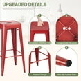 thumbnail image 4 of VINEEGO 30 inches Metal Bar Stools High Backless Stackable Stools Indoor-Outdoor Counter Stools Set of 4 (Red), 4 of 7