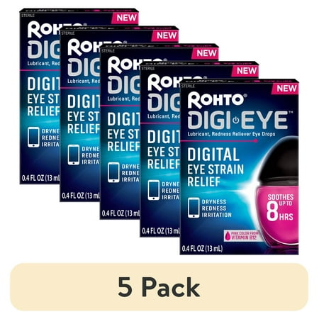 (5 pack) Rohto Digi-Eye Digital Eye Strain Eye Drops, Redness Reliever, and Eye Strain Relief